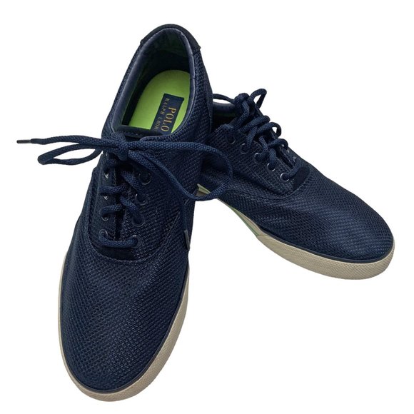 POLO RALPH LAUREN Vaughn Blue Dotted Mesh Skate Sneakers - Picture 6 of 10